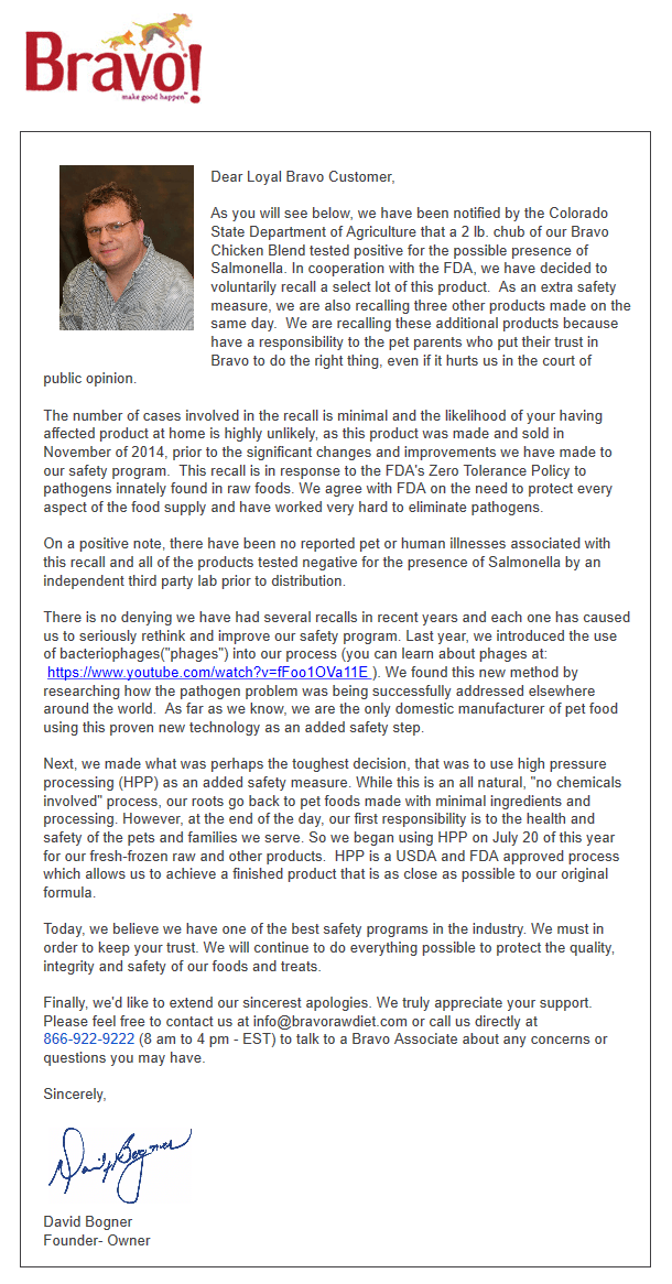 letter from Bravo