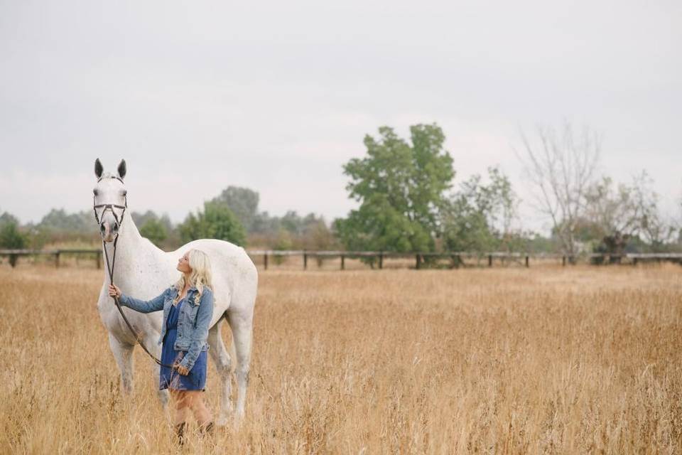 Armani and Katie in field