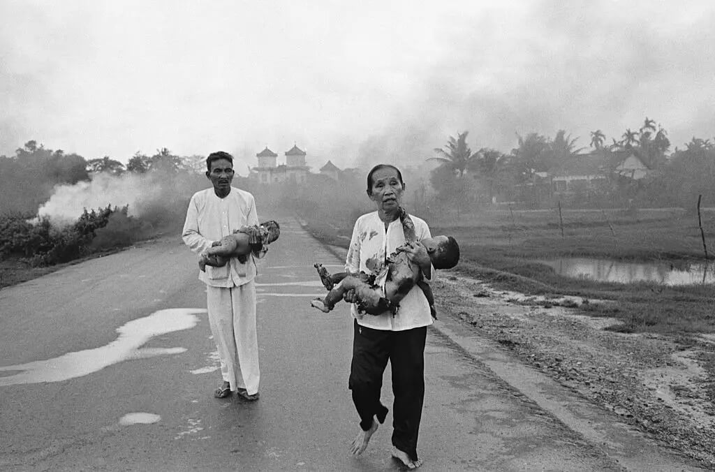 Victims of napalm gas, made by Dow Chemical and supplied to the U.S. military during the Vietnam War