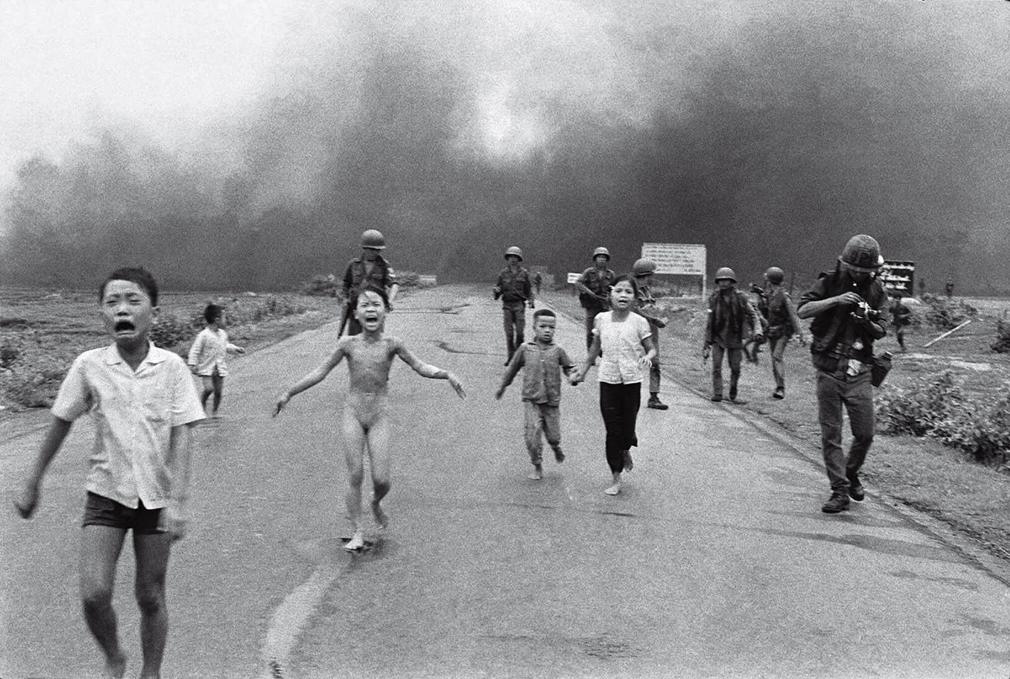 The iconic image by Associated Press photographer Nick Ut was taken moments before. Trang Bang, South Vietnam, June 8, 1972 